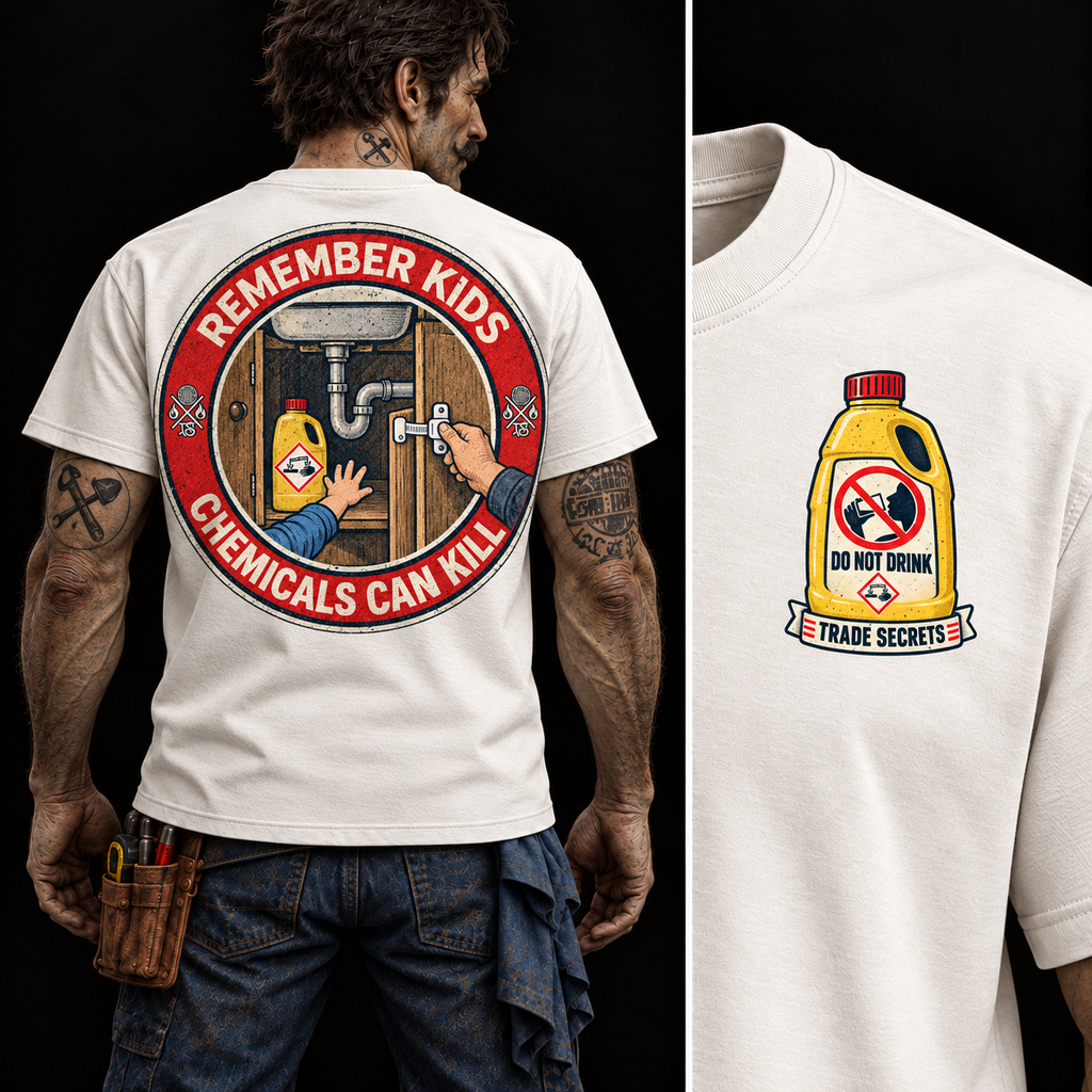 Remember Kids – Chemicals Can Kill | Plumbing Safety T-Shirt