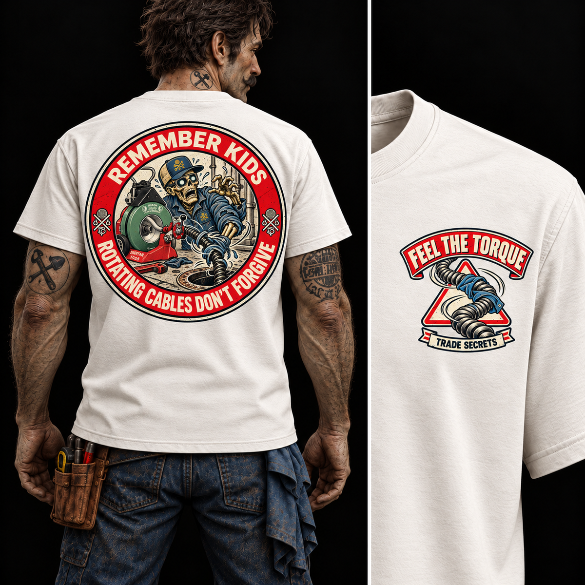 Remember Kids – Rotating Cables Don't Forgive | Plumbing Safety T-Shirt