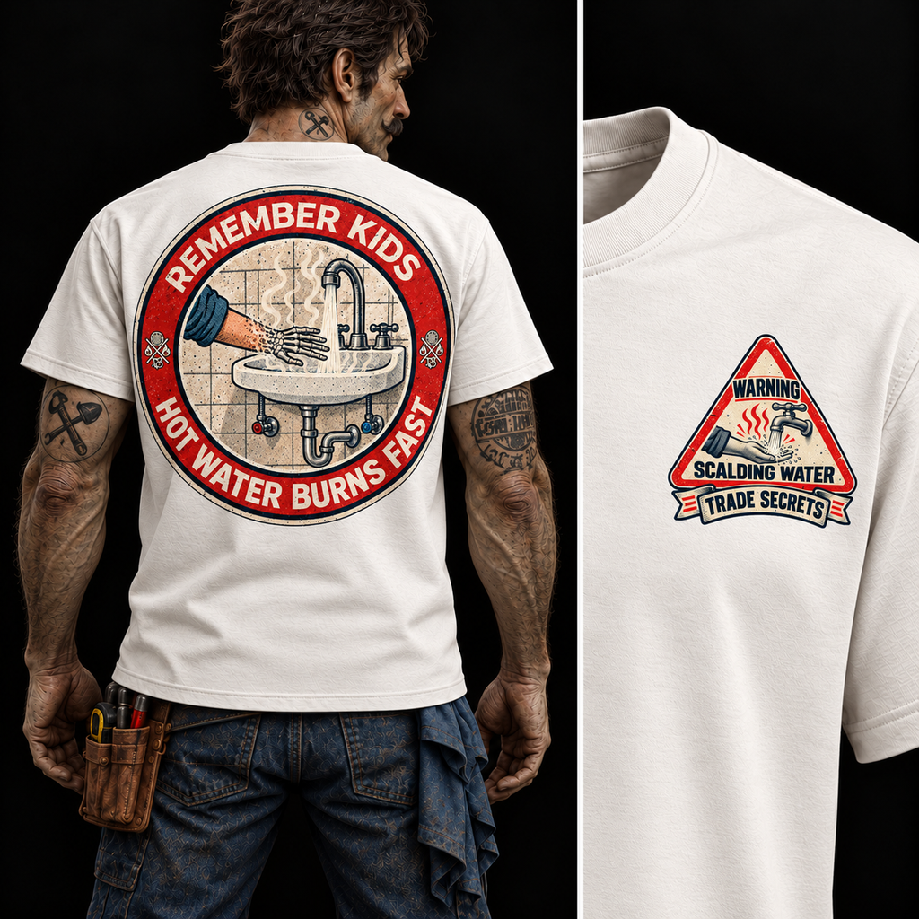 Remember Kids – Hot Water Burns Fast | Plumbing Safety T-Shirt